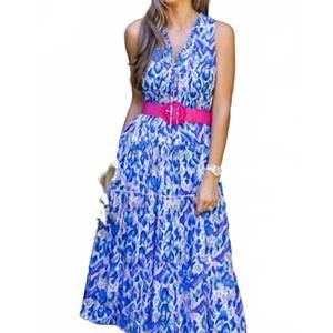 NEW WALKER & WADE kaia long dress in pink/cobalt